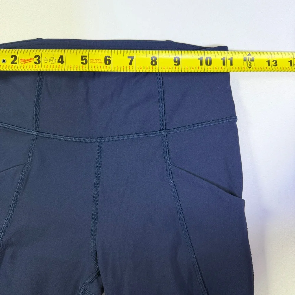 Lululemon Speed Up High Rise Crop 21 Navy Blue Running Leggings Pockets Size 2‎